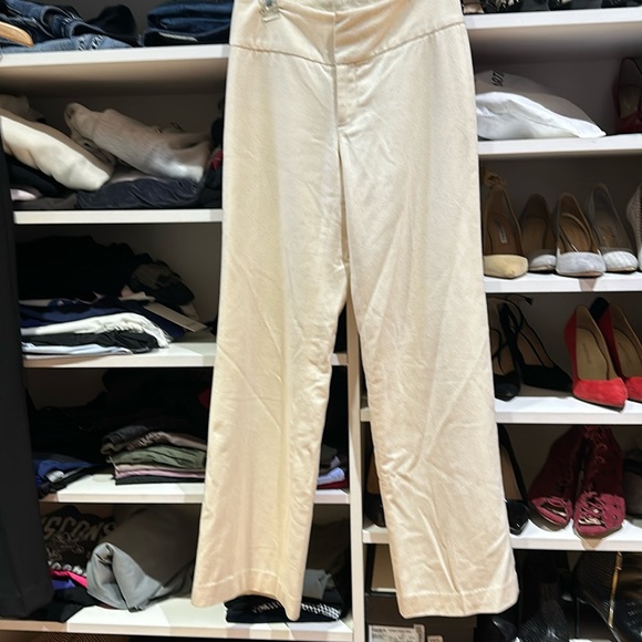 Banana Republic Harrison stretch Wide-Leg wool Pant ivory white 0 - Picture 2 of 6